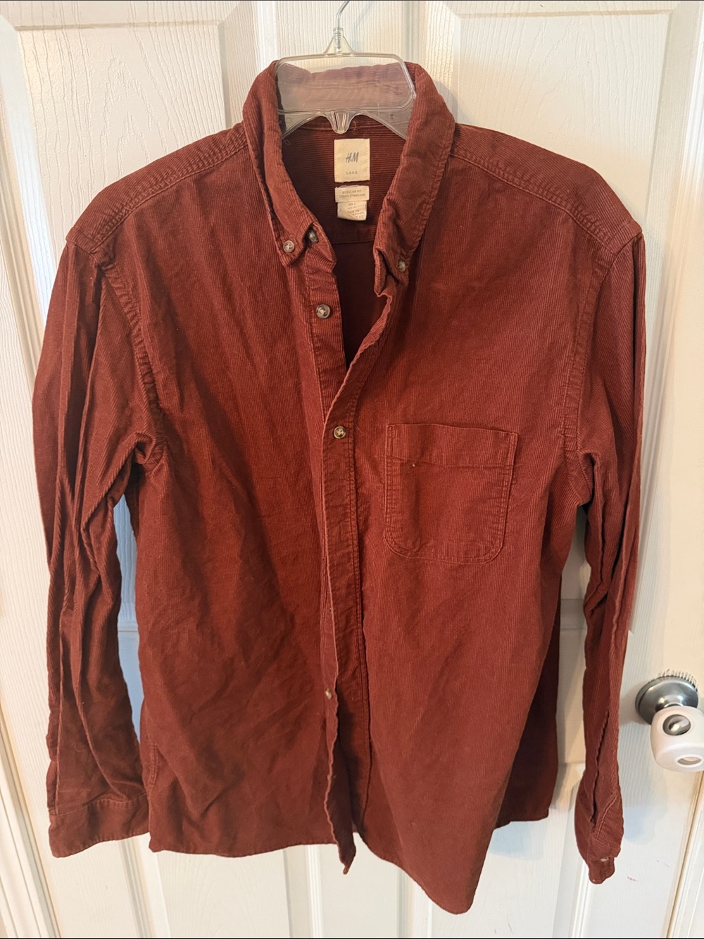 H&M Rust Brown Corduroy Button Shirt L